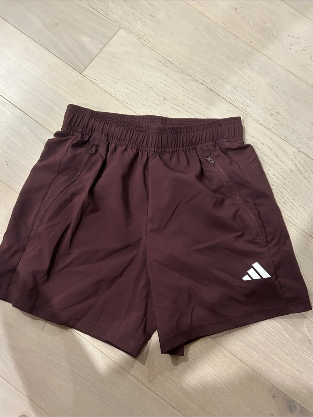 adidas Men's Maroon Athletic Shorts with Zipper Pockets